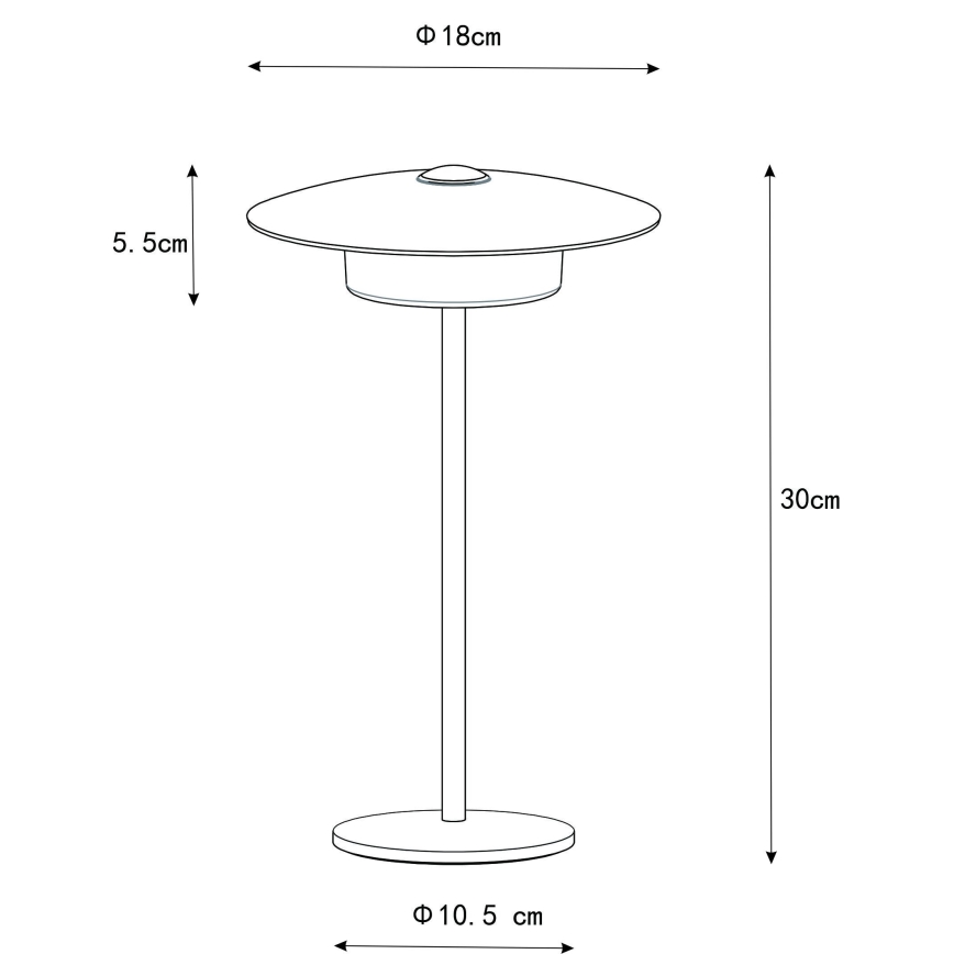 Globo - LED Външна презареждаща се настолна лампа с докосване LED/3W/3,7V 1800/2700/3000K IP44 1800 mAh черна
