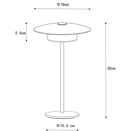 Globo - LED Екстериорна акумулаторна сензорна настолна лампа LED/3W/3,7V 1800/2700/3000K IP44 1800 mAh бял