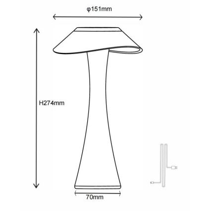 Globo - LED Димируема акумулаторна настолна лампа LED/2,5W/3,7V 1200mAh 2700K/4500K/6500K златист