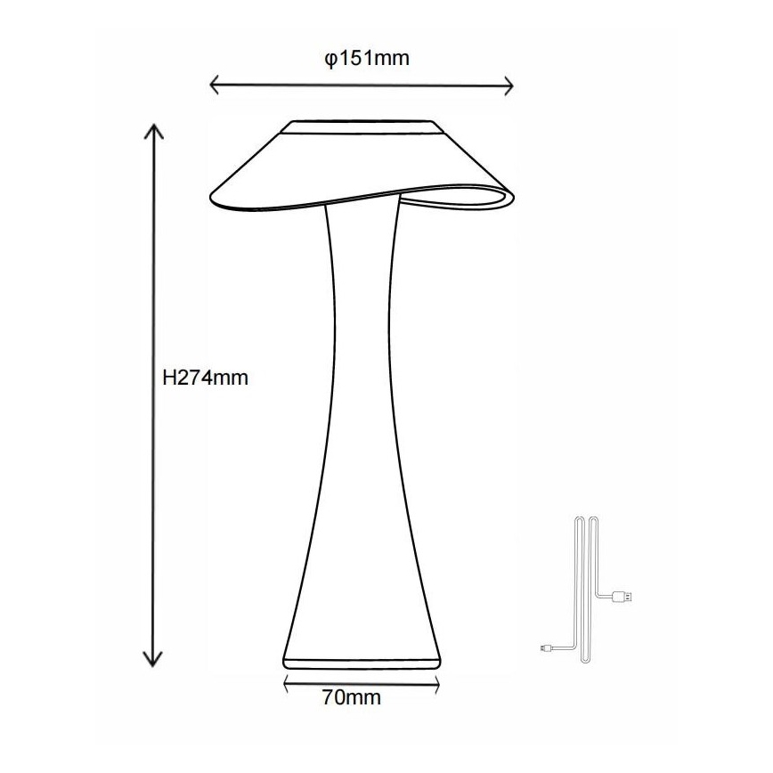 Globo - LED Димируема акумулаторна настолна лампа LED/2,5W/3,7V 1200mAh 2700K/4500K/6500K златист
