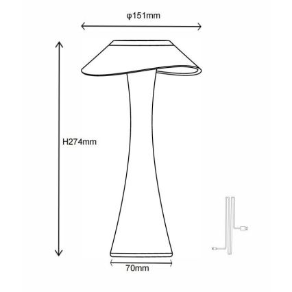 Globo - LED Димируема акумулаторна настолна лампа LED/2,5W/3,7V 1200mAh 2700K/4500K/6500K бял