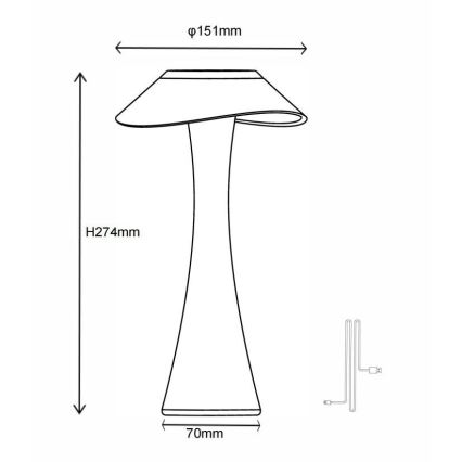 Globo - LED Димируема акумулаторна настолна лампа LED/2,5W/3,7V 1200mAh 2700K/4500K/6500K черен