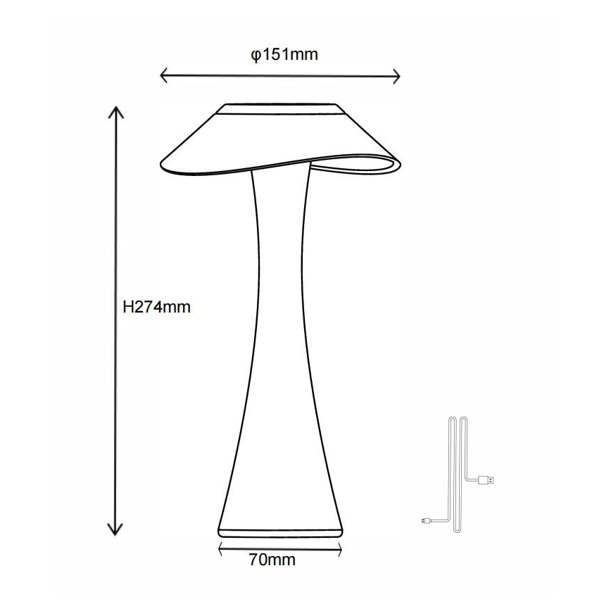 Globo - LED Димируема акумулаторна настолна лампа LED/2,5W/3,7V 1200mAh 2700K/4500K/6500K черен