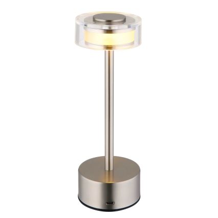 Globo - LED Димируема акумулаторна настолна сензорна лампа LED/2,5W/3,7V 2700/4000/6500K 1800mAh матов хром