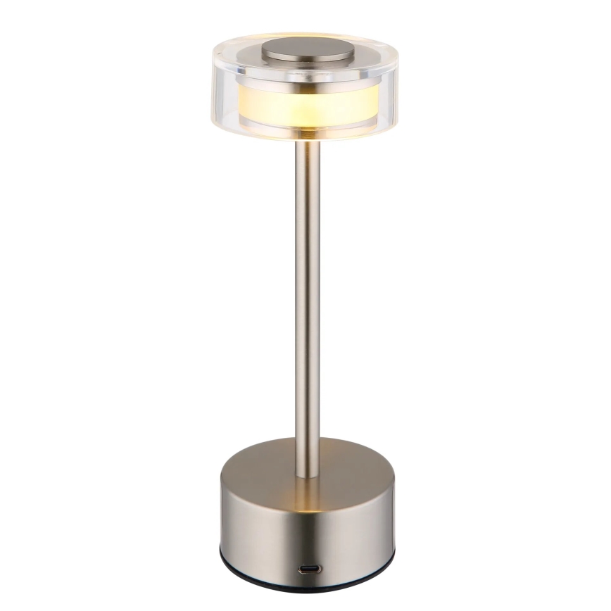 Globo - LED Димируема акумулаторна настолна сензорна лампа LED/2,5W/3,7V 2700/4000/6500K 1800mAh матов хром
