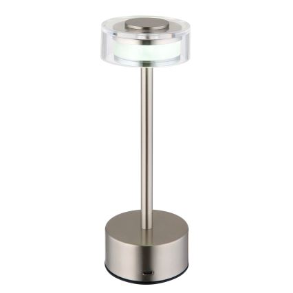 Globo - LED Димируема акумулаторна настолна сензорна лампа LED/2,5W/3,7V 2700/4000/6500K 1800mAh матов хром