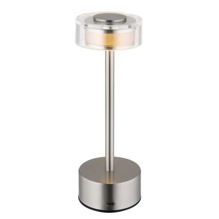 Globo - LED Димируема акумулаторна настолна сензорна лампа LED/2,5W/3,7V 2700/4000/6500K 1800mAh матов хром