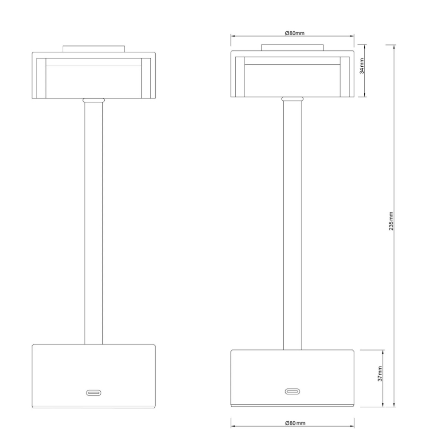 Globo - LED Димируема акумулаторна сензорна настолна лампа LED/2,5W/3,7V 2700/4000/6500K 1800mAh черен
