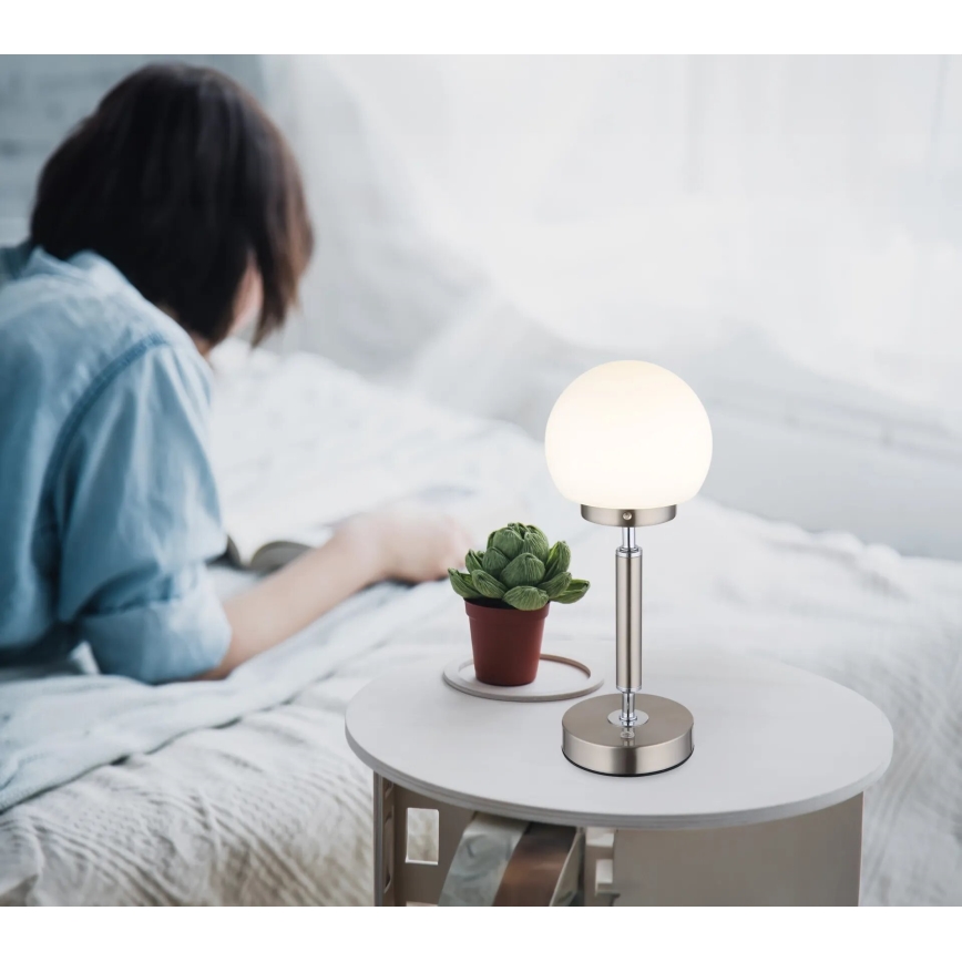 Globo - LED Димируема акумулаторна настолна сензорна лампа LED/2,5W/5V 1800mAh 2700/4000/6500K матов хром