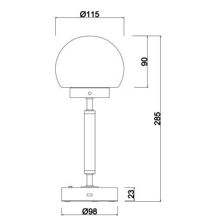 Globo - LED Димируема акумулаторна настолна сензорна лампа LED/2,5W/5V 1800mAh 2700/4000/6500K матов хром