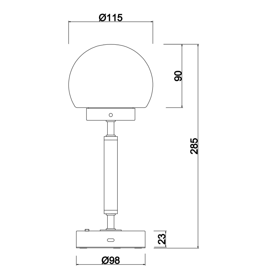 Globo - LED Димируема акумулаторна настолна сензорна лампа LED/2,5W/5V 1800mAh 2700/4000/6500K матов хром