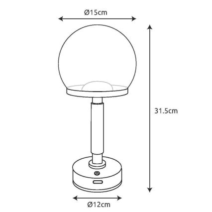 Globo - LED Димируема акумулаторна настолна сензорна лампа LED/2,5W/5V 1800mAh 2700/4000/6500K черен