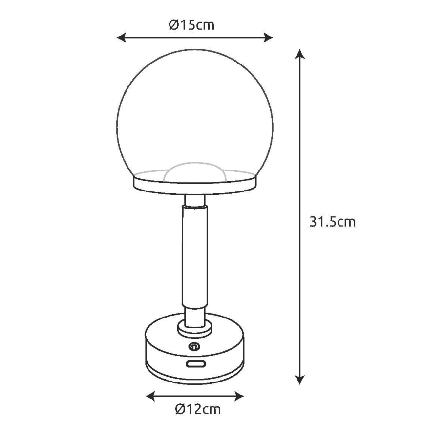 Globo - LED Димируема акумулаторна настолна сензорна лампа LED/2,5W/5V 1800mAh 2700/4000/6500K черен