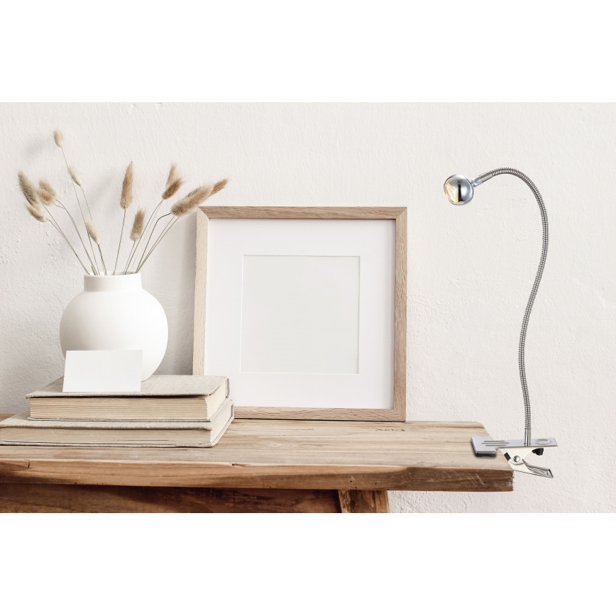 Globo - гъвкава LED лампа с щипка LED/3W/230V, матов хром