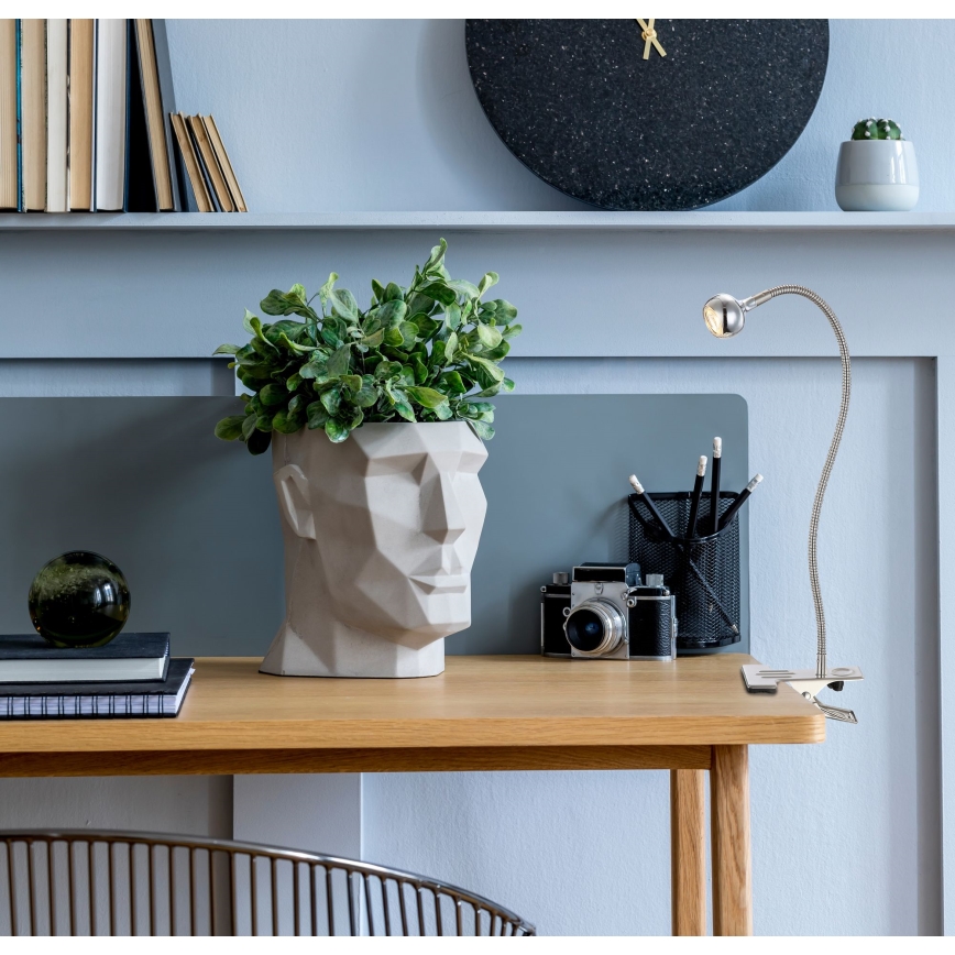 Globo - гъвкава LED лампа с щипка LED/3W/230V, матов хром