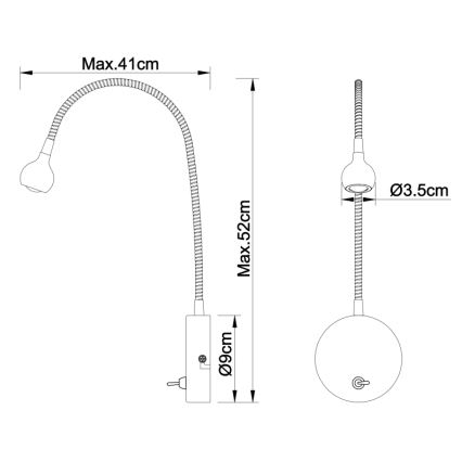Globo - LED Гъвкав малка лампа LED/3W/230V лъскав хром