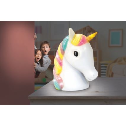 Globo - LED Детска малка нощна лампа LED/1W/230/4,5V 3xAA еднорог