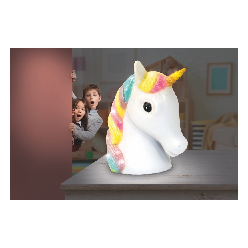 Globo - LED Детска малка нощна лампа LED/1W/230/4,5V 3xAA еднорог
