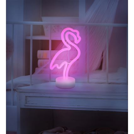 Globo - LED Неон маса декорация LED/2W/3xAA фламинго