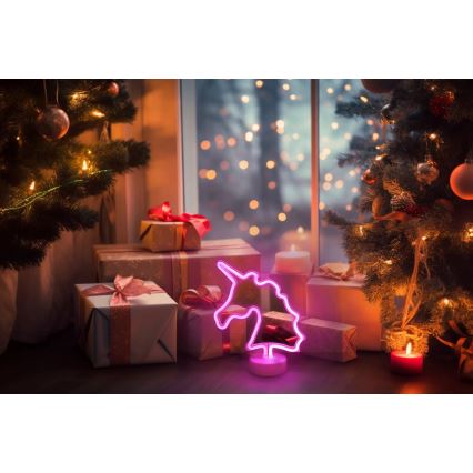 Globo - LED Неон маса декорация LED/2W/3xAA еднорог