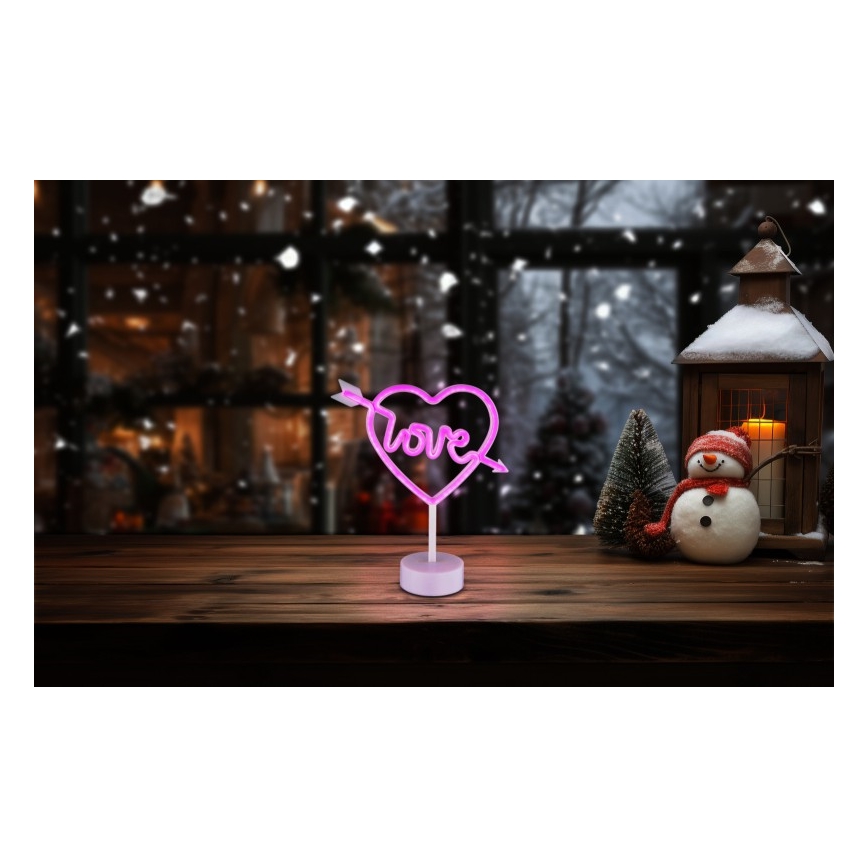 Globo - LED неонова настолна декорация LED/2W/3xAA сърце
