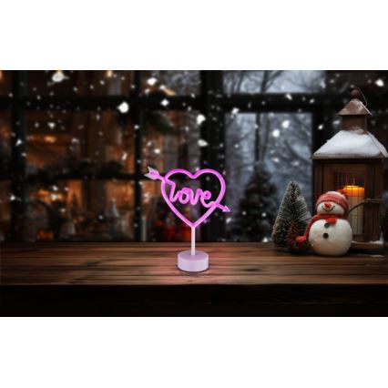 Globo - LED неонова настолна декорация LED/2W/3xAA сърце