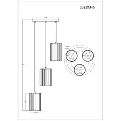 Globo - Пендел 3xE27/60W/230V Ø 35 см