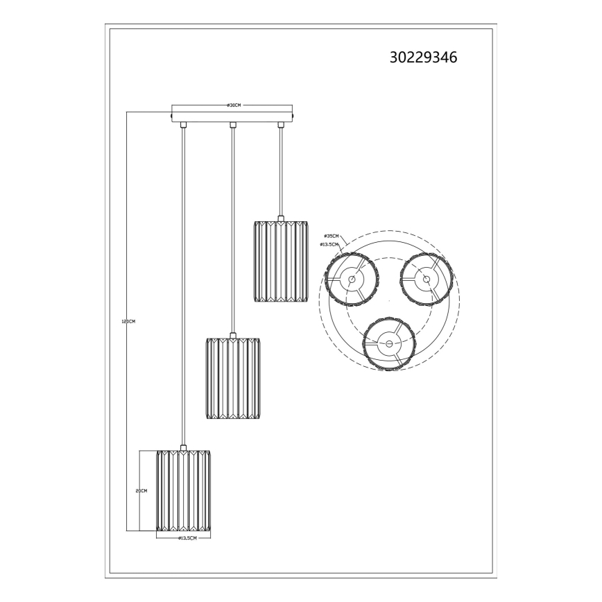 Globo - Пендел 3xE27/60W/230V Ø 35 см