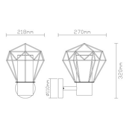 Globo - Външна стенна лампа 1xE27/15W/230V IP44