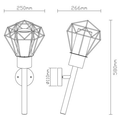 Globo - Външна стенна лампа 1xE27/15W/230V IP44