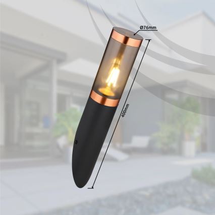 Globo - Екстериорен аплик 1xE27/23W/230V IP44 черен/меден