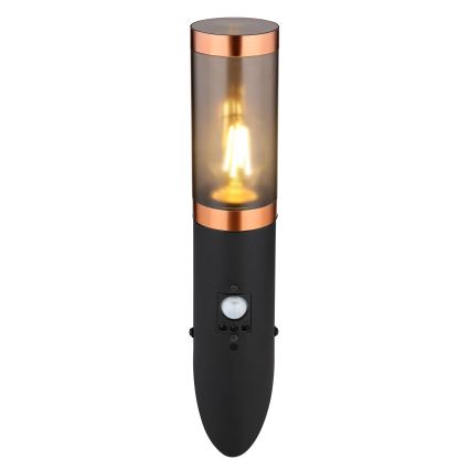 Globo - Екстериорен аплик със сензор 1xE27/15W/230V IP44 черен/меден