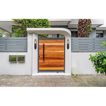 Globo - Екстериорен аплик със сензор 1xE27/15W/230V IP44 черен/меден