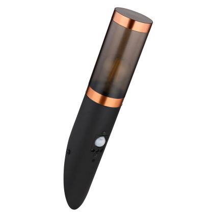 Globo - Екстериорен аплик със сензор 1xE27/15W/230V IP44 черен/меден