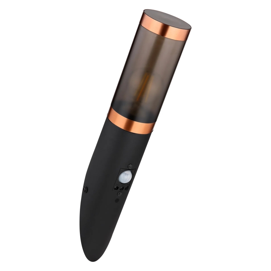 Globo - Екстериорен аплик със сензор 1xE27/15W/230V IP44 черен/меден