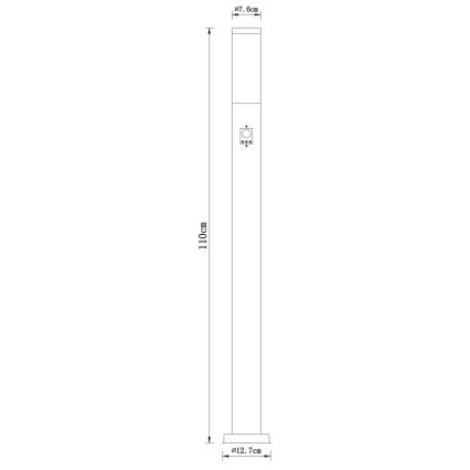 Globo - Екстериорна лампа със сензор 1xE27/60W/230V 110 см IP44