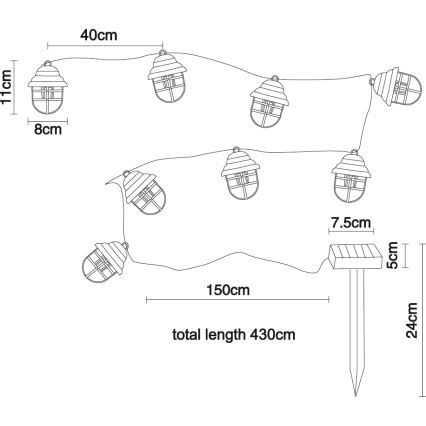 Globo - LED Соларен декоративна лампа 8xLED/3,2V IP44 200 mAh