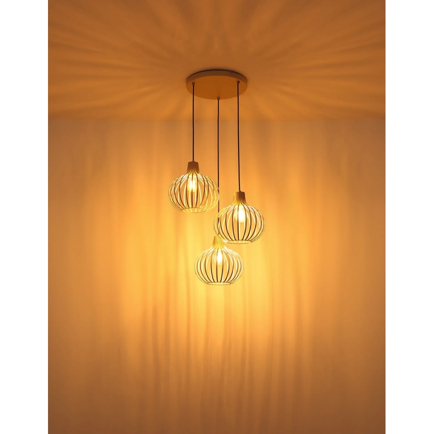 Globo - Полилей на кабел 3xE27/40W/230V бежов