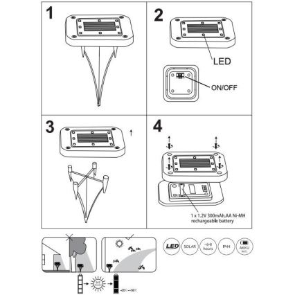 Globo - К-кт 2x LED Соларна лампа LED/0,8W/1,2V IP44 300 mAh