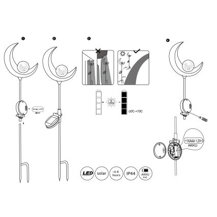 Globo - LED Соларна лампа LED/0,02W/3V 600mAh IP44 бронз