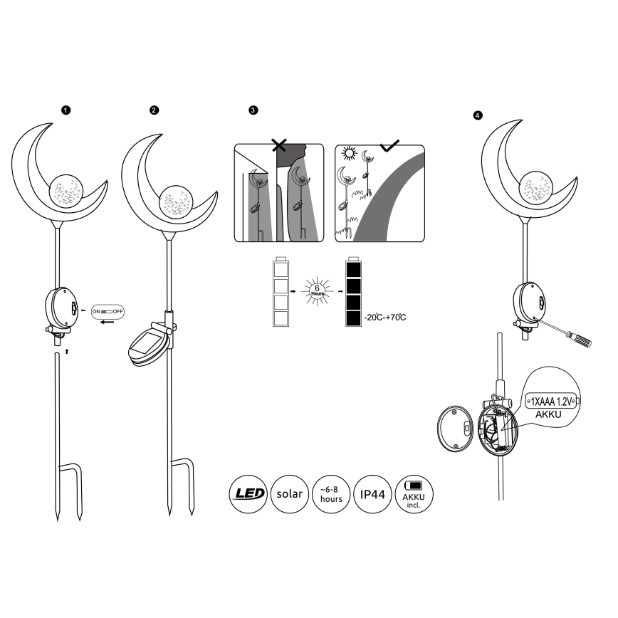 Globo - LED Соларна лампа LED/0,02W/3V 600mAh IP44 бронз