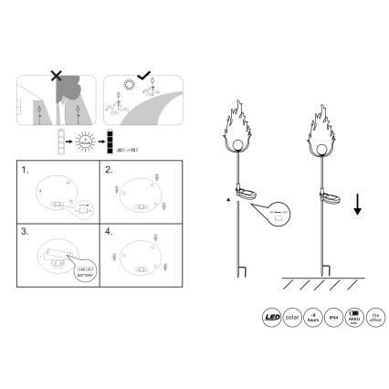 Globo - LED Соларна лампа LED/0,04W/3V IP44