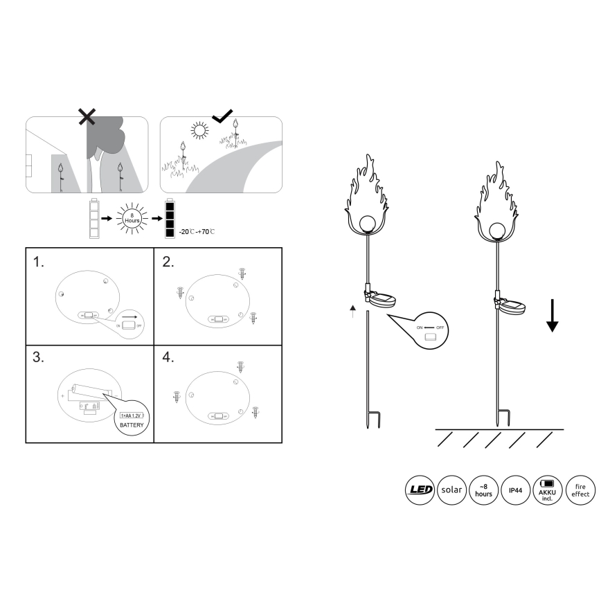Globo - LED Соларна лампа LED/0,04W/3V IP44