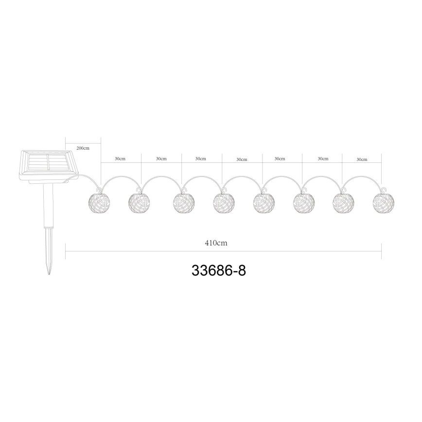 Globo - LED Соларен декоративни лампички 98xLED/0,1W/3V 410 см IP44