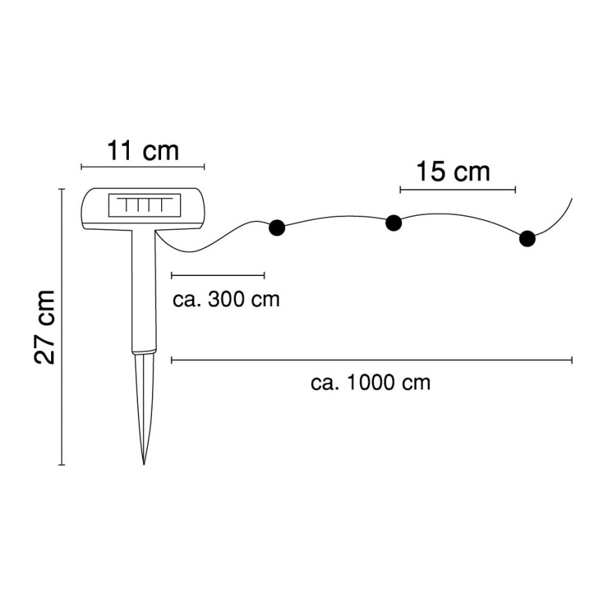 Globo - LED Соларна верига 10 m 50xLED/2,4V IP44 600 mAh