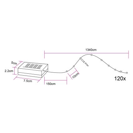 Globo - LED соларен гирлянд 120xLED/3,2V IP44 13,4 m 600 mAh