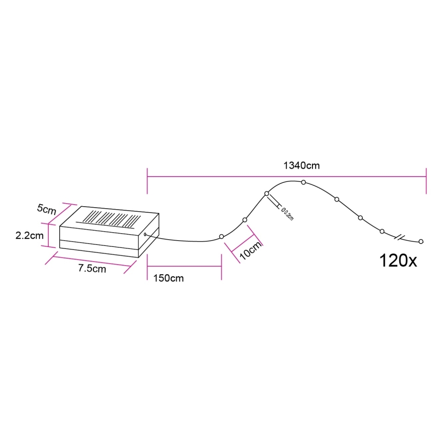 Globo - LED соларен гирлянд 120xLED/3,2V IP44 13,4 m 600 mAh