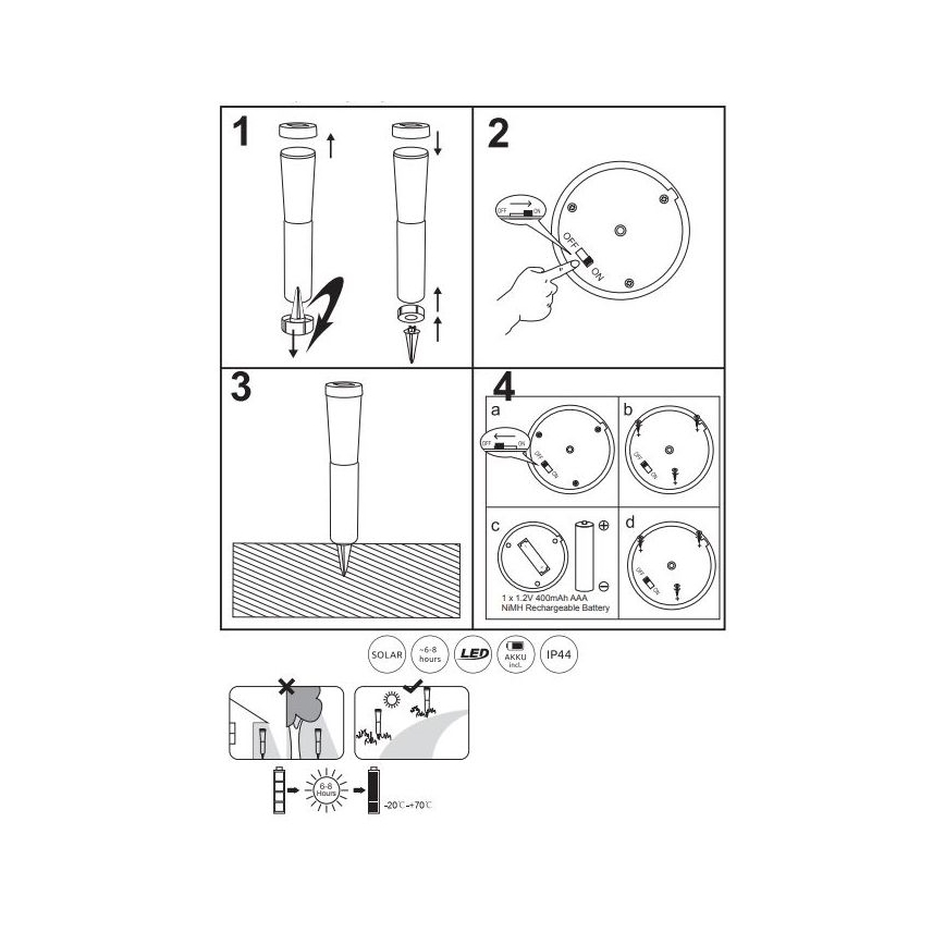 Globo - К-кт 2x LED Соларна лампа LED/0,1W/3V 6000K IP44 400 mAh