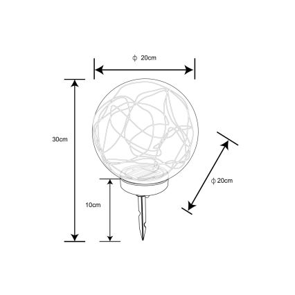 Globo - LED Соларна лампа 30xLED/0,06W/1,2V Ø 20 см IP44
