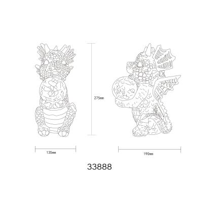 Globo - LED соларна декорация LED/0,02W/3V IP44 дракон 300 mAh